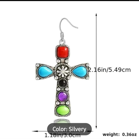 NWT Multi Color Cross Earrings - Picture 5 of 5